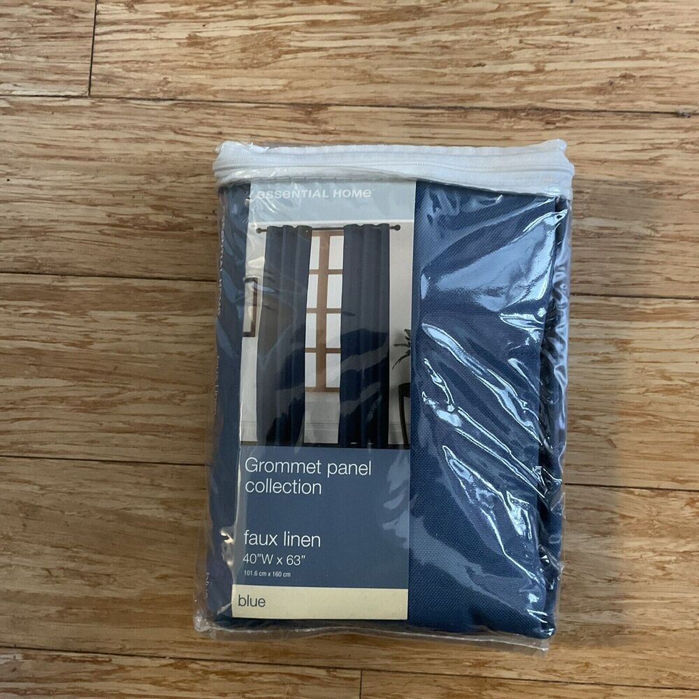 Essential Home Grommet Panel Collection Faux Linen Blue 40” X 63” Only 1 Panel